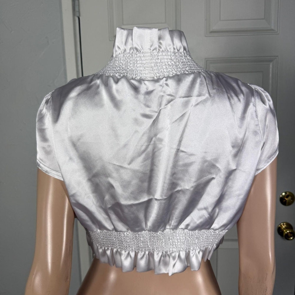 Vintage Y2K Fashion Magazine Women's Shirt Small Bolero Smocked Satin LL26 - Picture 3 of 5
